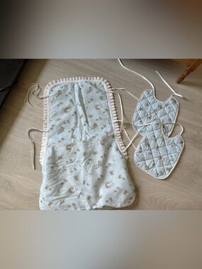 Vintage high chair cover and 2 bibs
